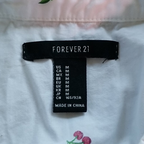 Forever 21 Cropped Top with Cherries (Sz Medium) - Picture 3 of 3